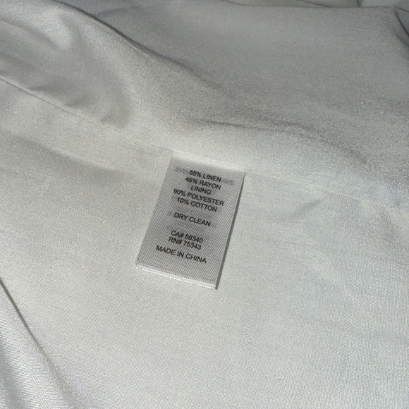 NWT CAROLINE CONSTAS White/Blue Quilted Jacket Linen Blend Puffy Shoulder $395 - Picture 7 of 8